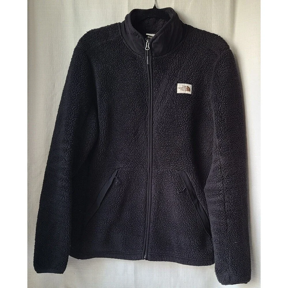 The North Face Sherpa Fleece Jacket Men's Medium Black Full Zip Pile Coat